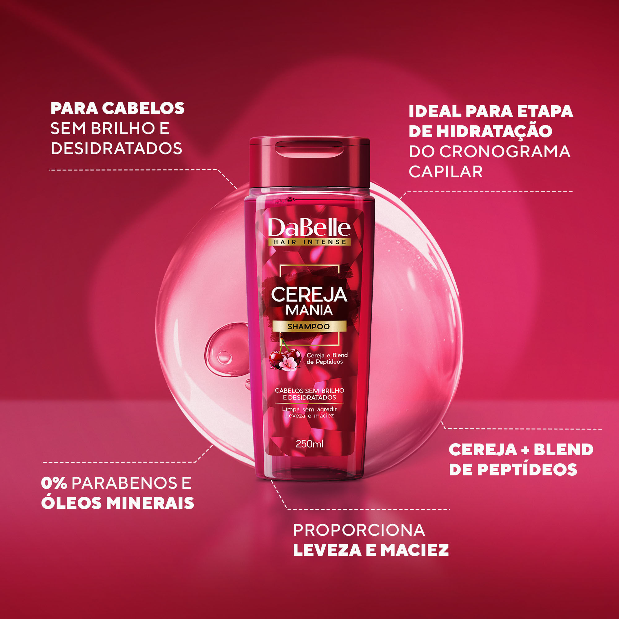 Kit Shampoo e Máscara Liquida - Cereja Mania | 5% OFF no PIX!